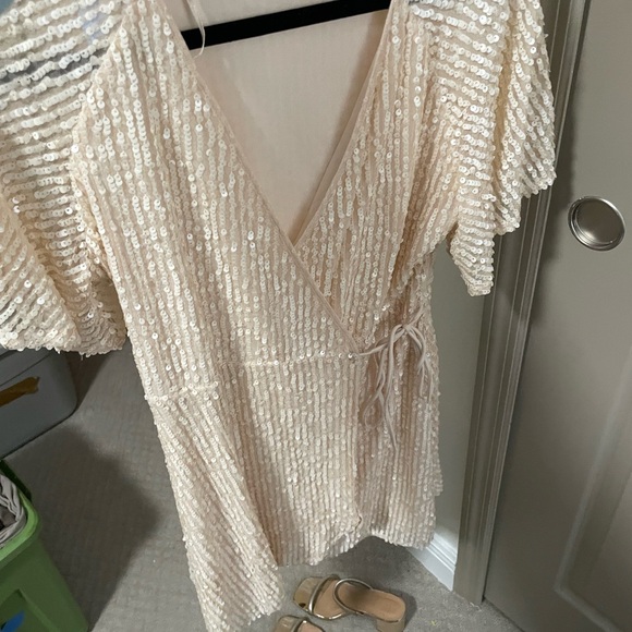 Zara Shimmering Cream Mini Dress - Picture 4 of 5